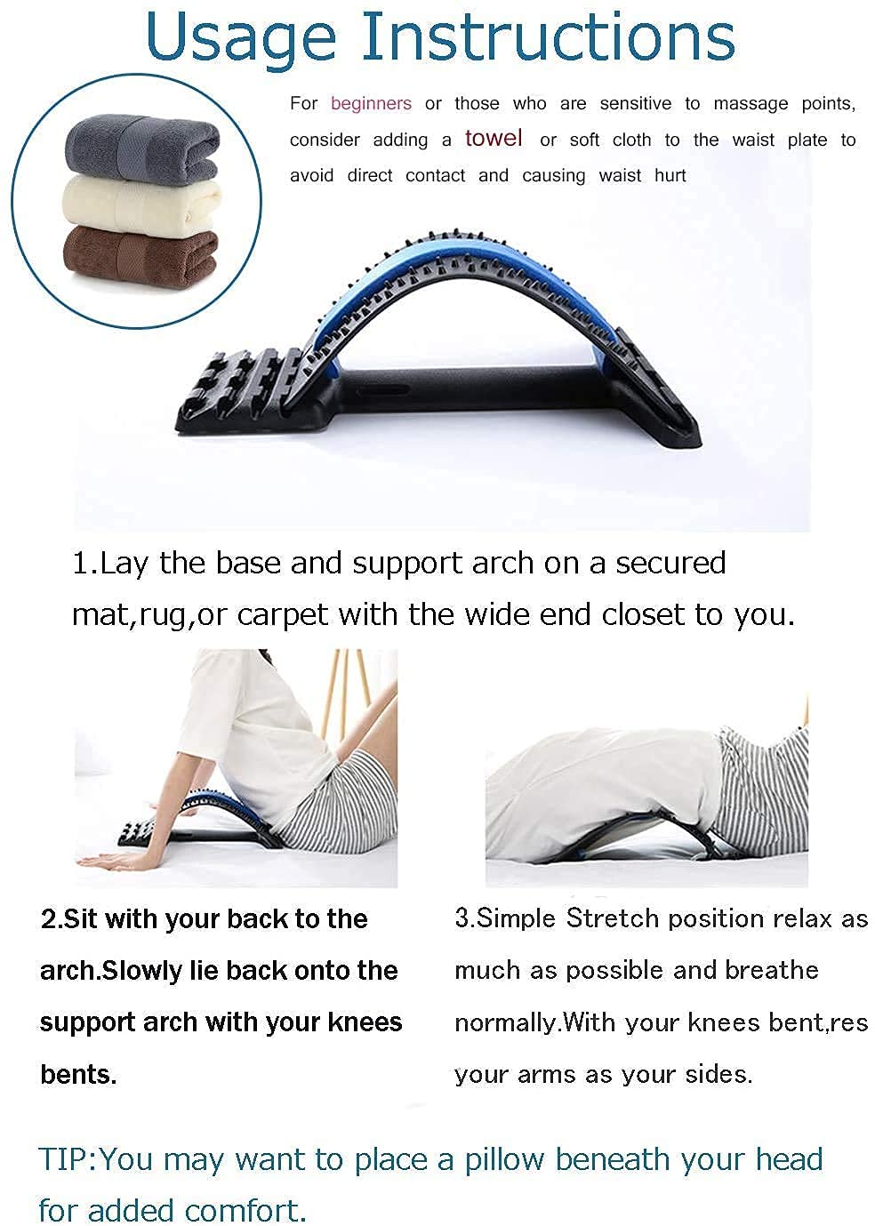 KBZONE Magic Back Support 3 Levels Adjustment Stretcher Pain Relief Support Lumbar Massage Back Support for Office Chair, Car, Bed Back Support Fitness Device KBZONE Magic Back Support 3 Levels Adjustment Stretcher Pain Relief Support Lumbar Massage Back Support for Office Chair, Car, Bed Back Support Fitness Device