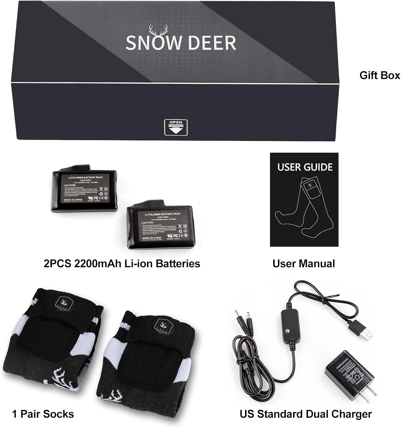 SNOW DEER Upgraded Rechargeable Electric Heated Socks，Ultimate Foot Warmer for Men & Women, Perfect for Skiing, Camping, Hiking, Motorcycling, &Outdoor Riding in Winter - Image 7