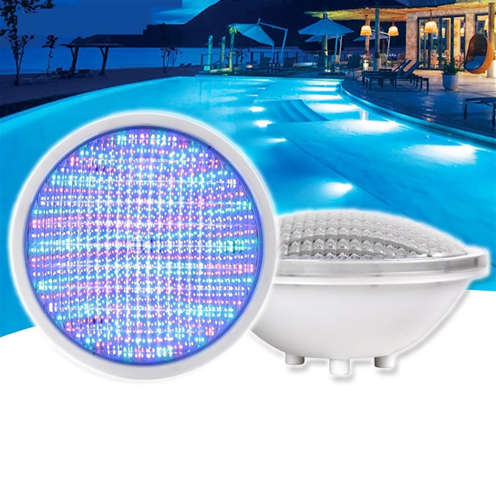 EDEDE Poolbeleuchtung, Schwimmbadlicht Eingebettete PAR56-Glühbirne IP68 Landschaftspoollicht Schwimmbadlichtquelle für Schwimmbad, Brunnen, Teich, Aquarium(White,10W)