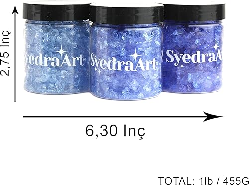 Miniatura 3 de Syedra - Juego de 3 piezas de vidrio triturado para manualidades, arte de resina, piezas de colores triturados de 0.14 a 0.236 pulgadas, 1 libra