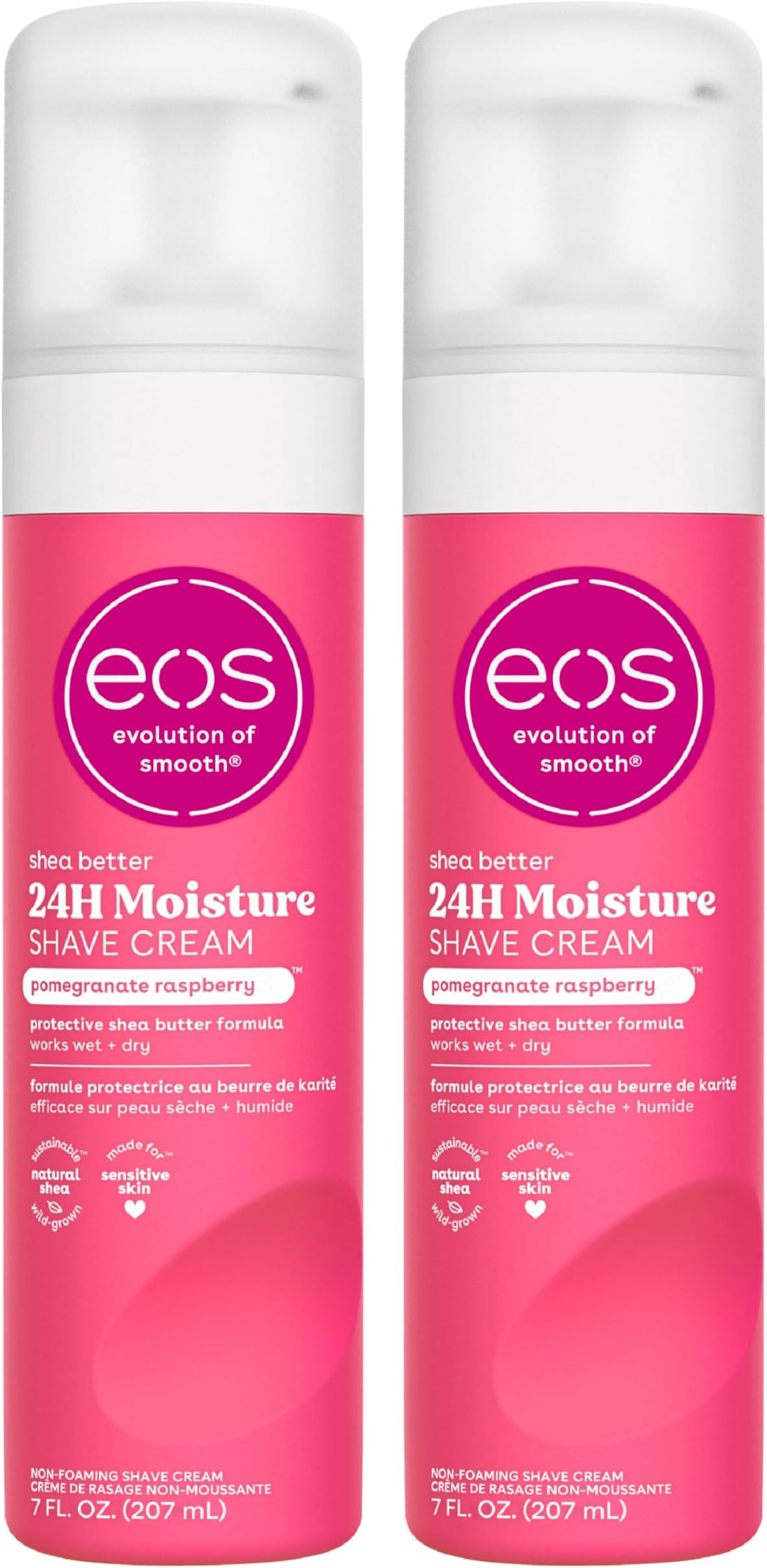 Shea Better Shave Cream- Pomegranate Raspberry, Shea Butter, Aloe Vera, Moisturizing, Shaving Cream for Women, eos Shave Cream, 7 fl oz, 2-Pack