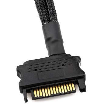 CRJ 15-Pin SATA to 2 PC Fan Power Adapter Cable - 12-inch (30cm), Black Sleeved - Power Up to Two 3-Pin & 4-Pin Computer Cooling Fans from an ATX 15-Pin SATA Power Connector (12V - Full Speed)