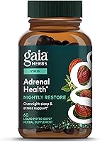 Vista 1 de Gaia Herbs Adrenal Health Nightly Restore - Suplemento de hierbas con Ashwagandha, corteza de magnolia, cordyceps, bálsamo de limón y más* - 60
