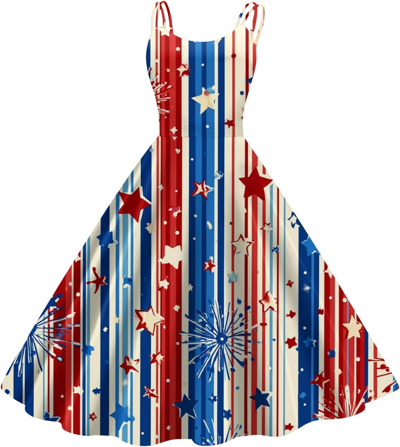 Womens Patriotic Dress 250 Years America Flag Dresses Plus Size Summer Sleeveless Spaghetti Strap Maxi Sundress