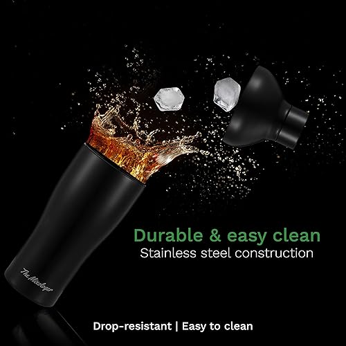 Miniatura 5 de The Mixologer Coctelera y vaso  Mezclador de bebidas de acero inoxidable de 19 onzas con medidas integradas, diseño a prueba de fugas y aislamiento