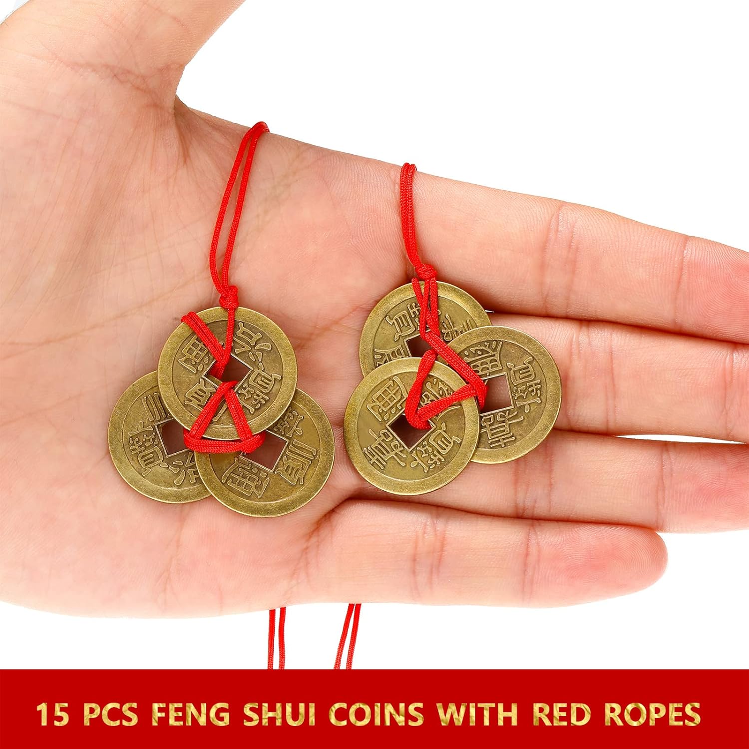 Hicarer 115 Pieces Chinese Feng Shui Coins Fortune Good Luck Traditional I-Ching Coins with Red Rope for Health Wealth Success Good Luck Chinese New Year