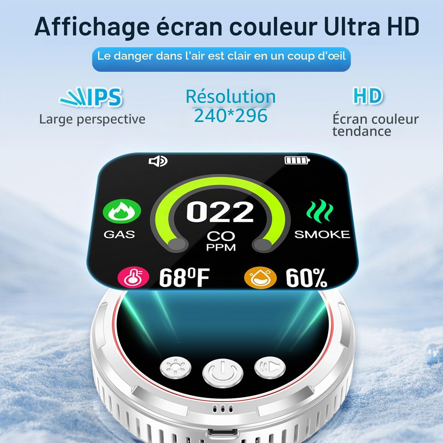 5IN1 Détecteur de fumée et de monoxyde de Carbone à Broche et Combinaison de gaz Naturel Combustible, Batterie de Secours, Capteur de température et d'humidité pour la Maison hôtel RV HD13 (2, Black)