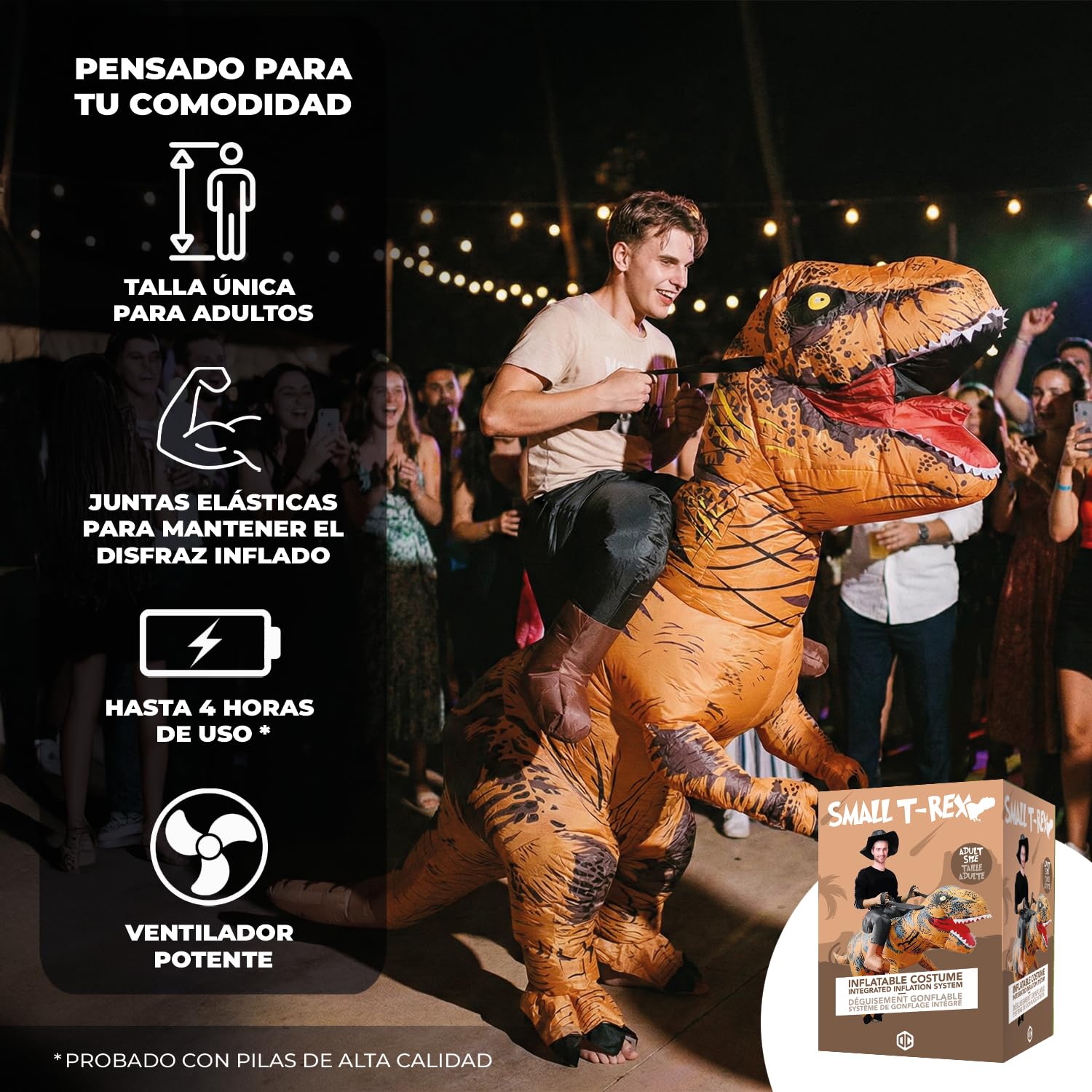 AirSuit® Disfraz inflable T-Rex | Disfraz Inflable Humor | Talla Adulto 160 a 190cm | Poliéster | Cómodo de llevar | Resistente | Sistema de inflado incluido | OriginalCup®