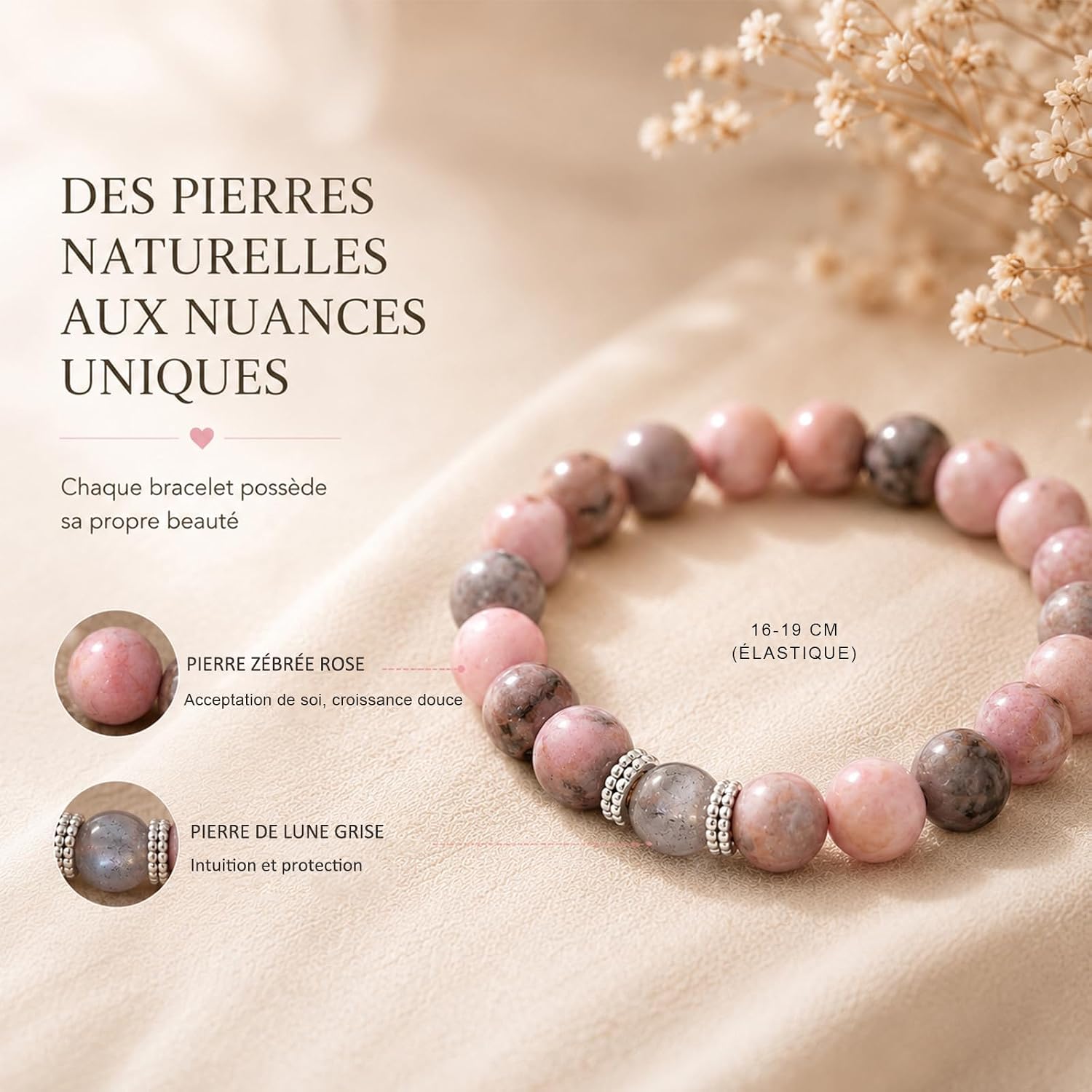 Lueaurra Idee Cadeau pour Femme Bracelet Pierres Naturelles Femme Original Cadeau Ado Fill - Mise en situation et utilisation