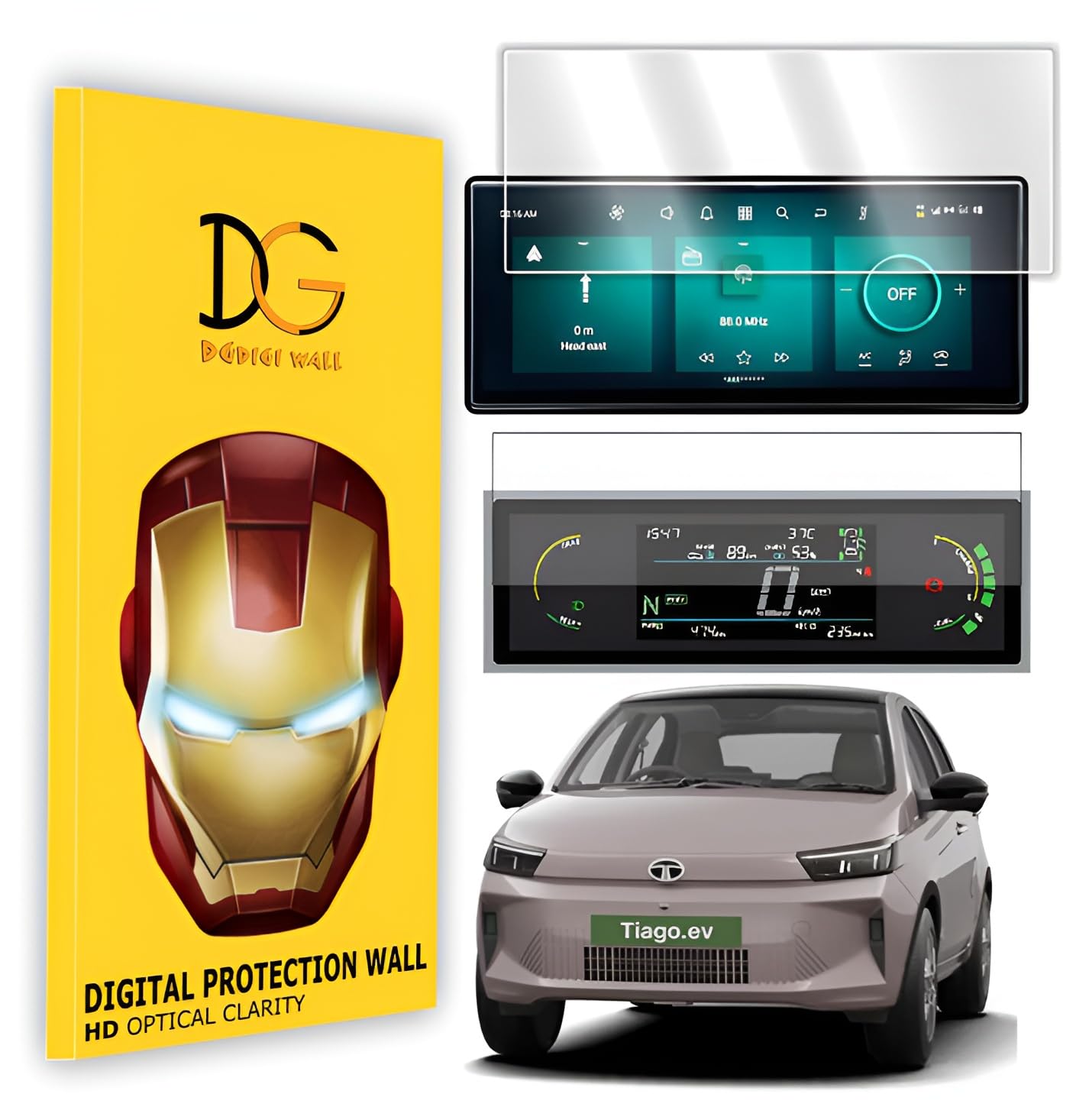 DGDIGIWALL SCREEN GUARD For TATA Tiago EV 2026 10 -INCH INFOTAINMENT TOUCHSCREEN +10 - INCH INFOTAINMENT CLUSTER PROTECTOR Anti Scratch Water Resistant HD Clear High Touch Sensitivity Digital Car Music Stereo Accessories [Not Tempered Glass][Clear 9H+ Glossy]-picture-11