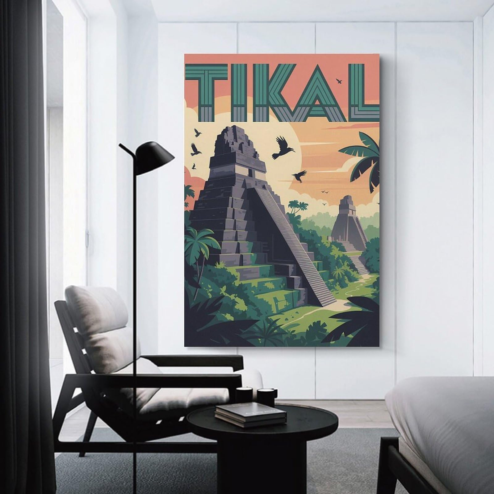 Junmoney Tikal Mayan Ruins Travel Wall Picture Print, 20x30inch(50x75cm), for Feature Walls in Flats Or Modern Rooms, Decorative Artwork with Flexible Styling