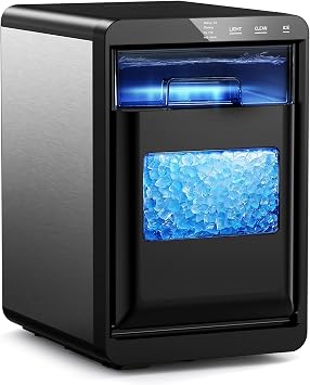 Countertop Nugget Ice Maker, Produces 44lbs Daily, Rapid 15-Min Sonic Ice Machine with Self-Cleaning, 1.8L Water Tank, Quiet Pebble Crushed Ice Maker for Kitchen, Office & RV