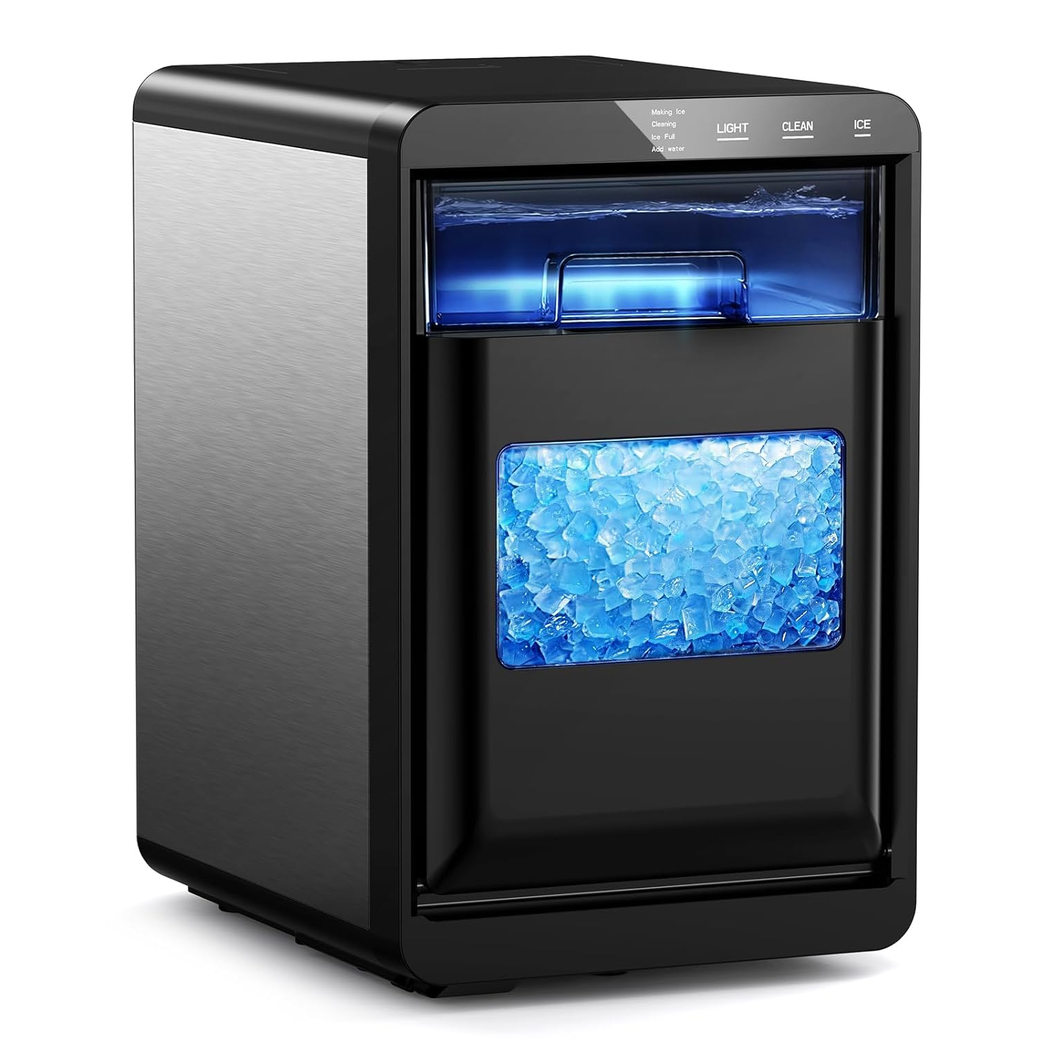 Countertop Nugget Ice Maker, Produces 44lbs Daily, Rapid 15-Min Sonic Ice Machine with Self-Cleaning, 1.8L Water Tank, Quiet Pebble Crushed Ice Maker for Kitchen, Office & RV