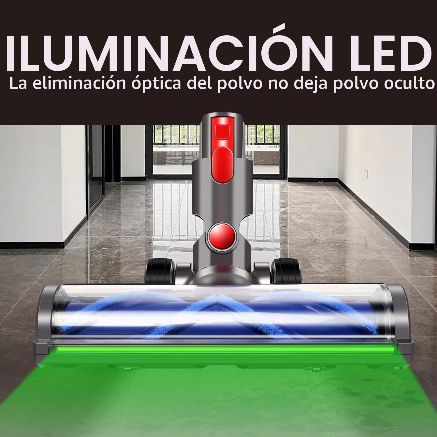 Cabezal de cepillo de repuesto compatible con Dyson V7 V8 V10 V11 V15 Gen5, cabezal de cepillo turbo con luz LED de gama completa, adecuado para suelos duros