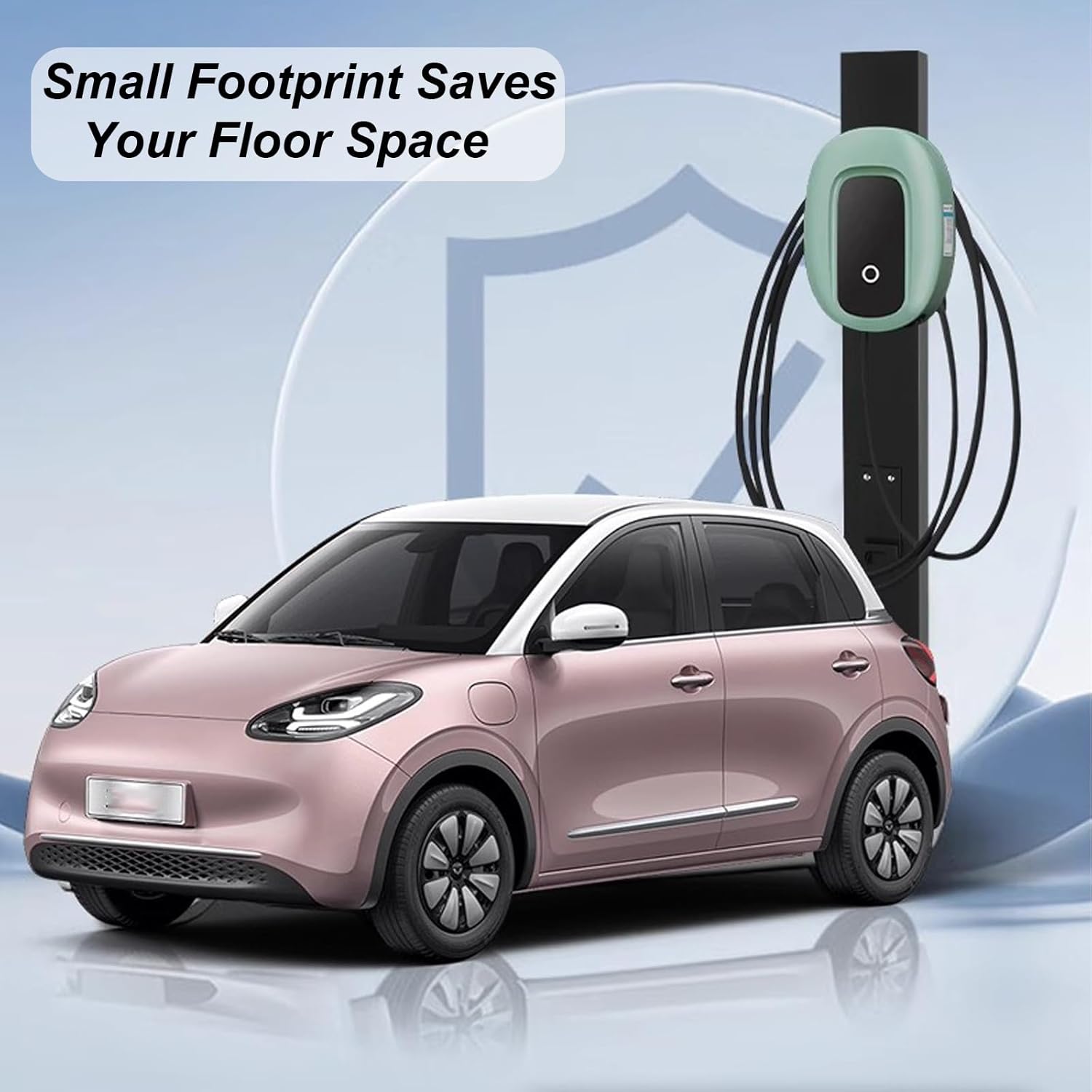 Outdoor Electric Vehicle Charging Station Stand, Heavy-Duty Floor Mount with Cable Hook, Compatible with Most EV Chargers, Durable Black Base, Ideal for Home Use