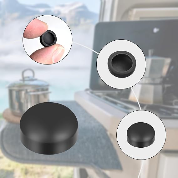 Pack of 12 pot carrier rubbers and 8 cover caps rust rubber feet protective rubber grommets for caravan stoves compatible with 5 mm rods from Smev