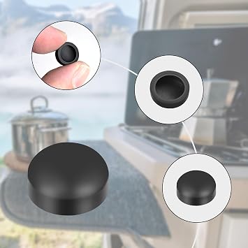 Pack of 12 pot carrier rubbers and 8 cover caps rust rubber feet protective rubber grommets for caravan stoves compatible with 5 mm rods from Smev