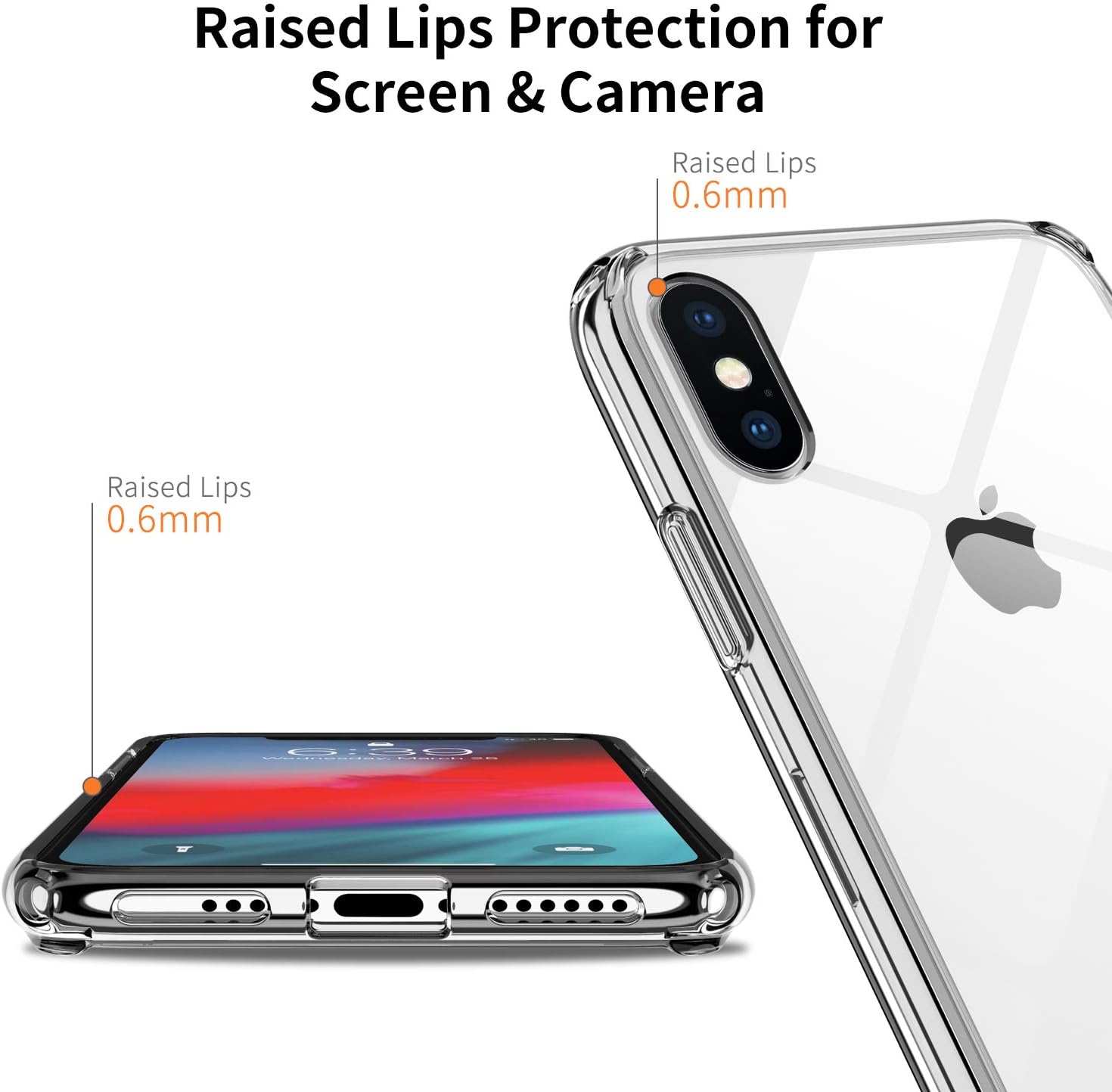 Crystal Clear Case for iPhone X/iPhone Xs 5.8”, UNBREAKcable [Anti-Yellow & Anti-Scratch & Shockproof] Durable TPU Anti-Bump & Hard Cover Protective Case for iPhone 10s/iPhone 10 - Transparent