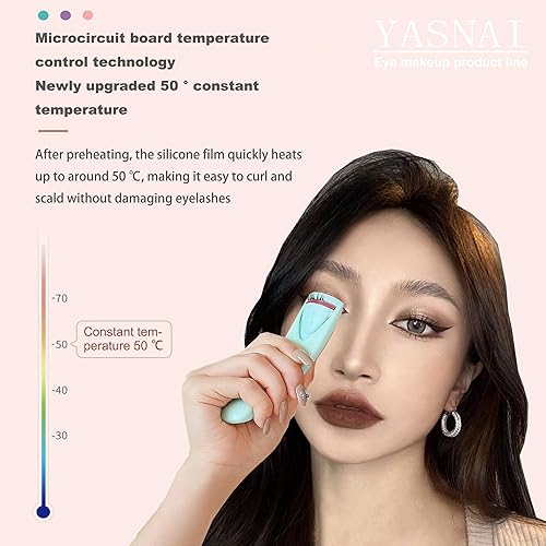 Miniatura 3 de Rizador de pestañas calentado, rizador de pestañas eléctrico de mano, herramienta de rizado de pestañas de larga duración, herramientas de