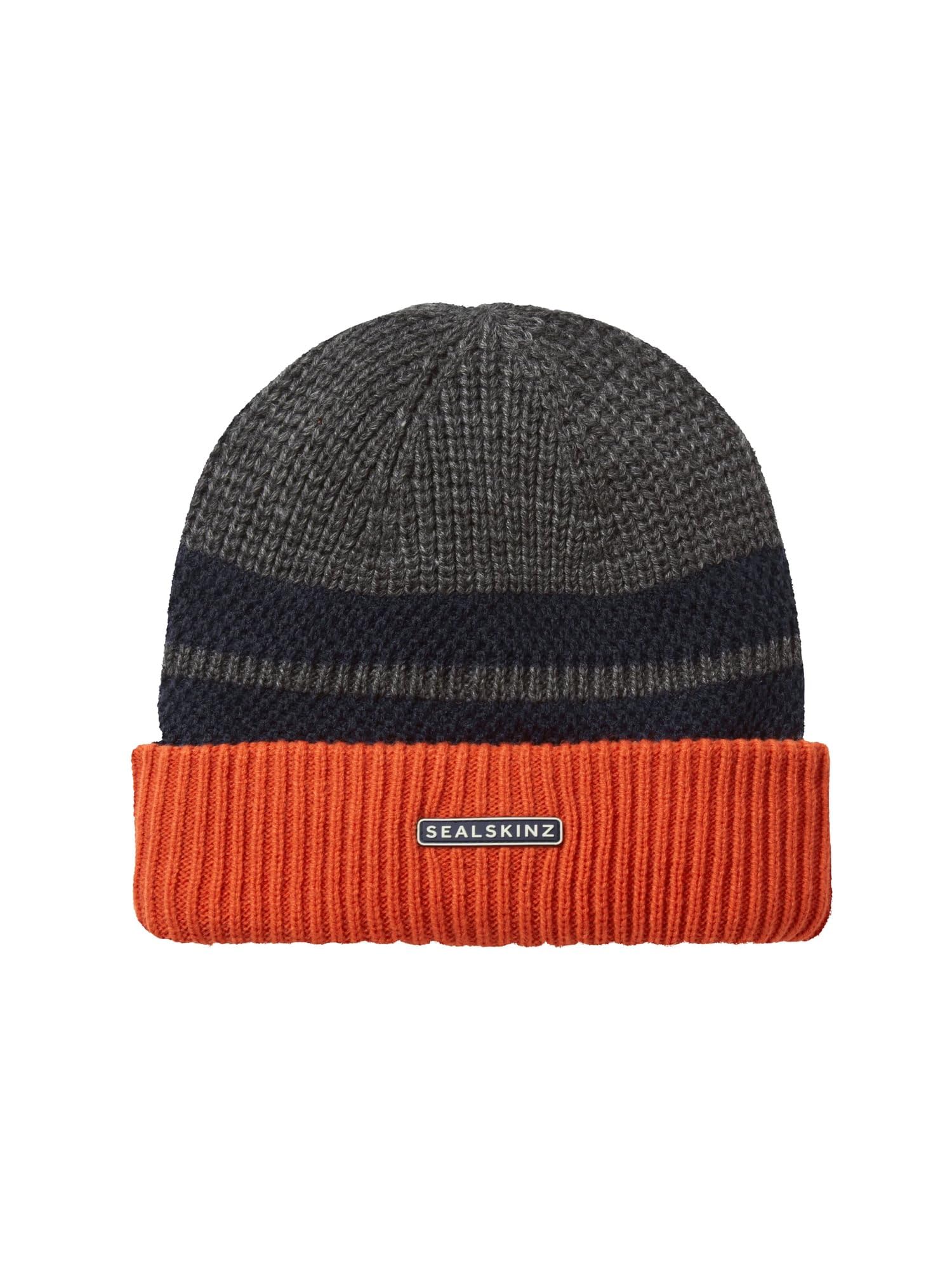 SEALSKINZ Waterproof Bittering | Cold Weather Textured Roll Cuff Beanie Grey Marl