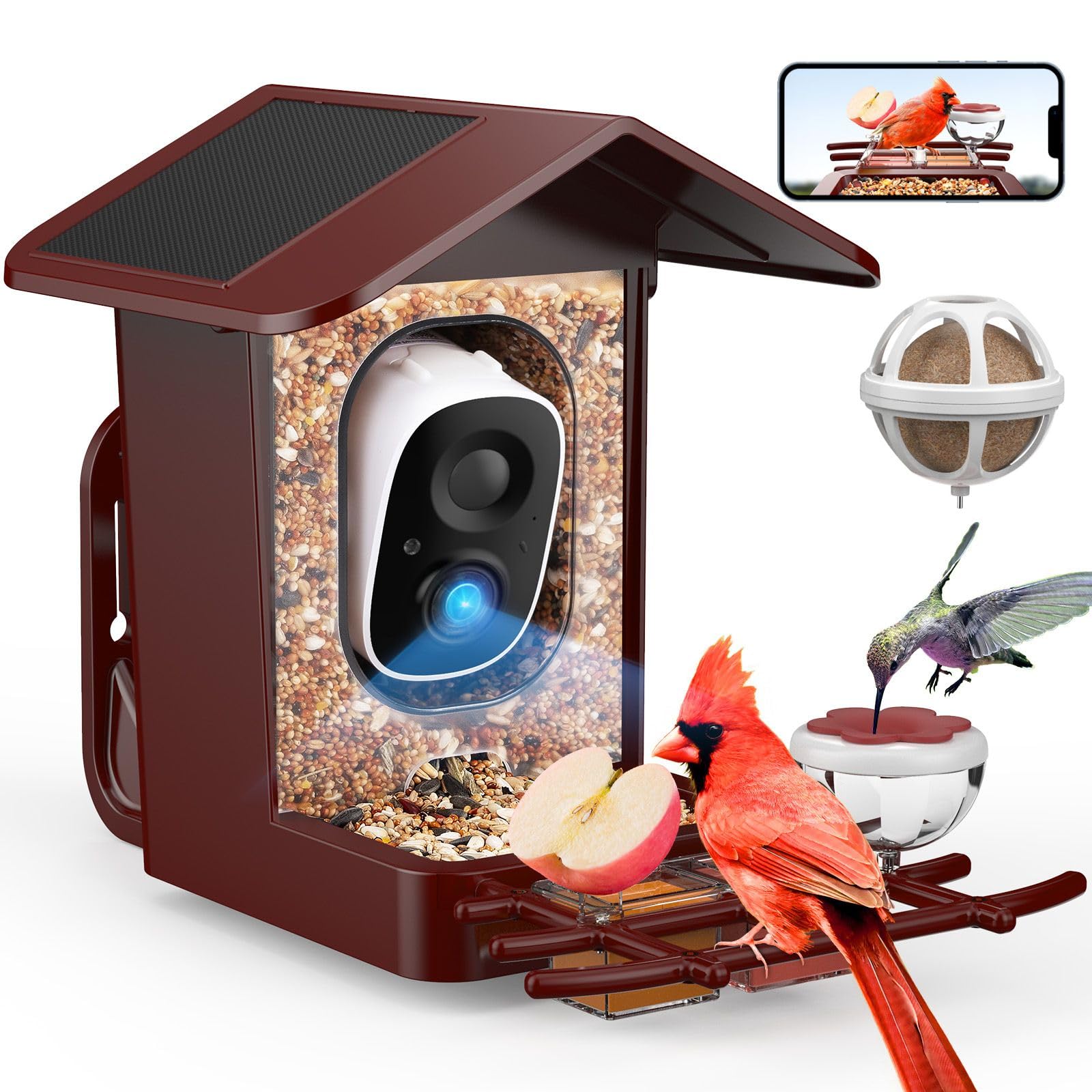 Photo 1 of ****MISSING PARTS*** PeckCam® Bird Feeder with Camera Solar Powered, AI Identify & Auto Capture, 2K HD Live Video Smart Bird Feeder Camera Instant Notifications in Backyard, Gift Bird Lovers