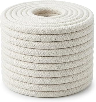 Braided Cotton Rope 3/8 Inch x 100 Ft Natural Cotton Rope for Coiled Basket, Clothesline, Swing Chair, DIY Crafts and Home Decor