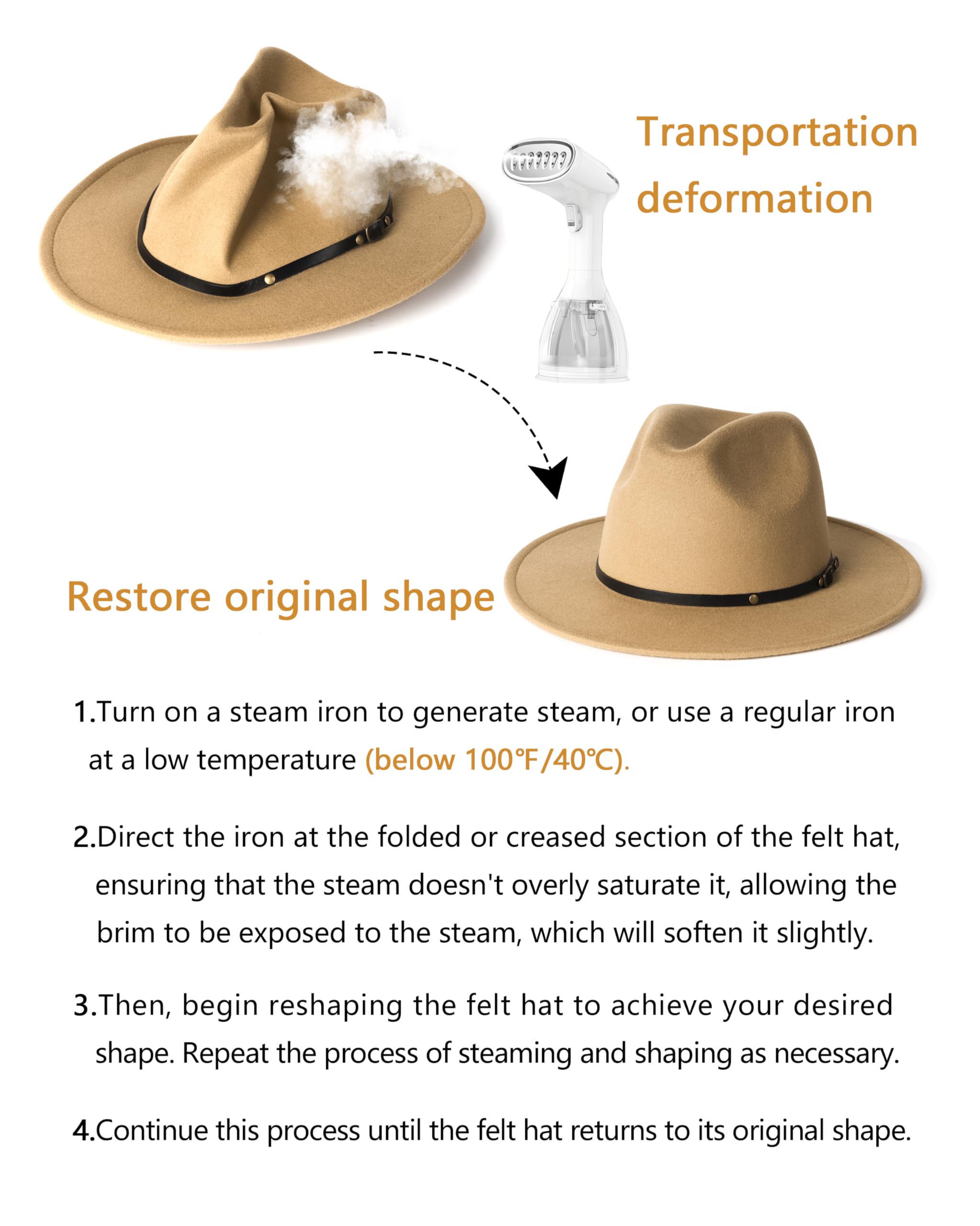 Zylioo Chapeaux Panama en Feutre pour Hommes, XS-XXL, Chapeau de Soleil Fedora à Large Bord, Chapeau de Jazz Réglable avec Boucle de Ceinture