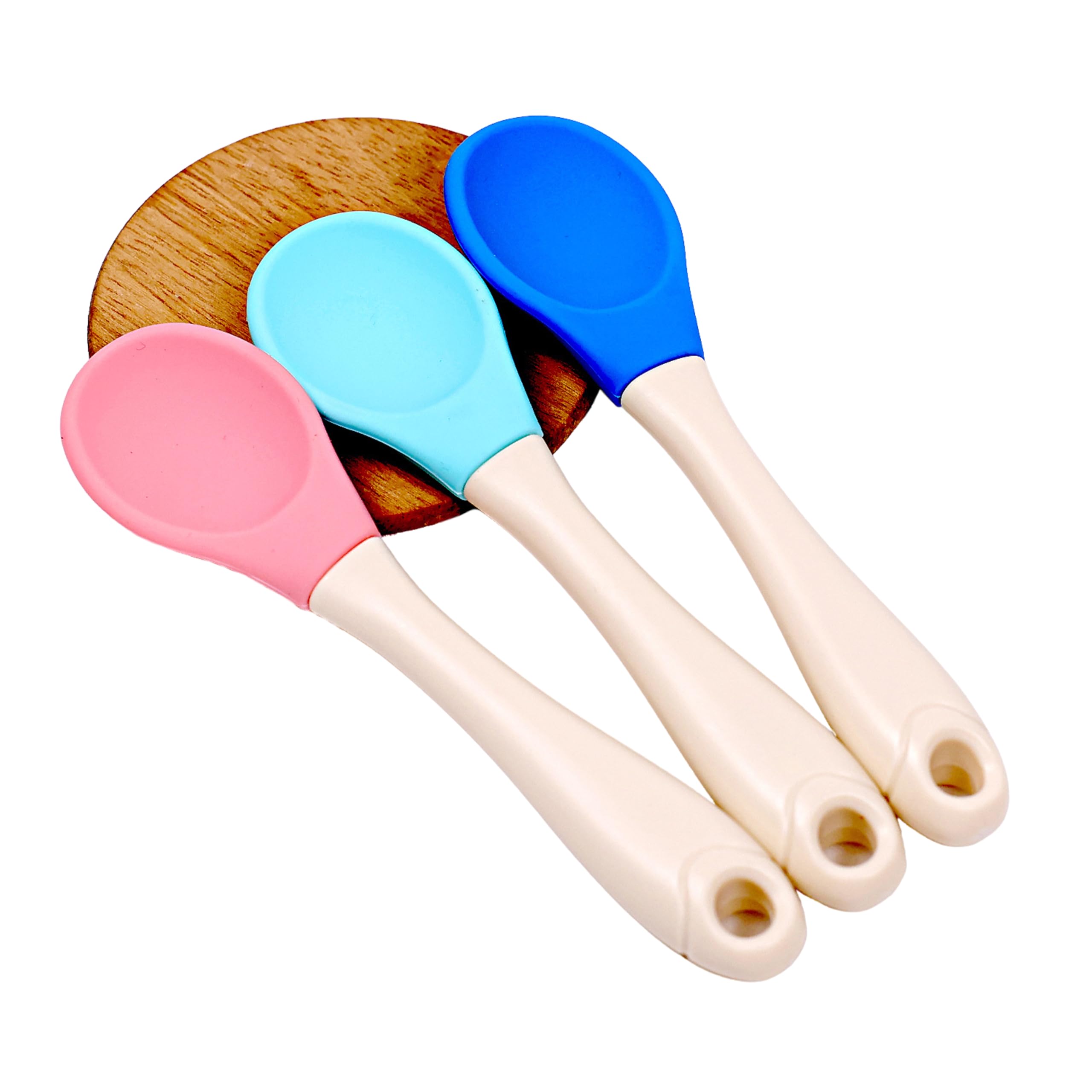 The Little Bunny Combo of Baby Feeding Spoon with Ultra Supple Silicone Tip for Newborn, Infants, Kids & Toddlers | BPA Free Safe Utensil | Self Feeding Weaning Spoon (Green, Blue & Pink) - Set of 3-image-35