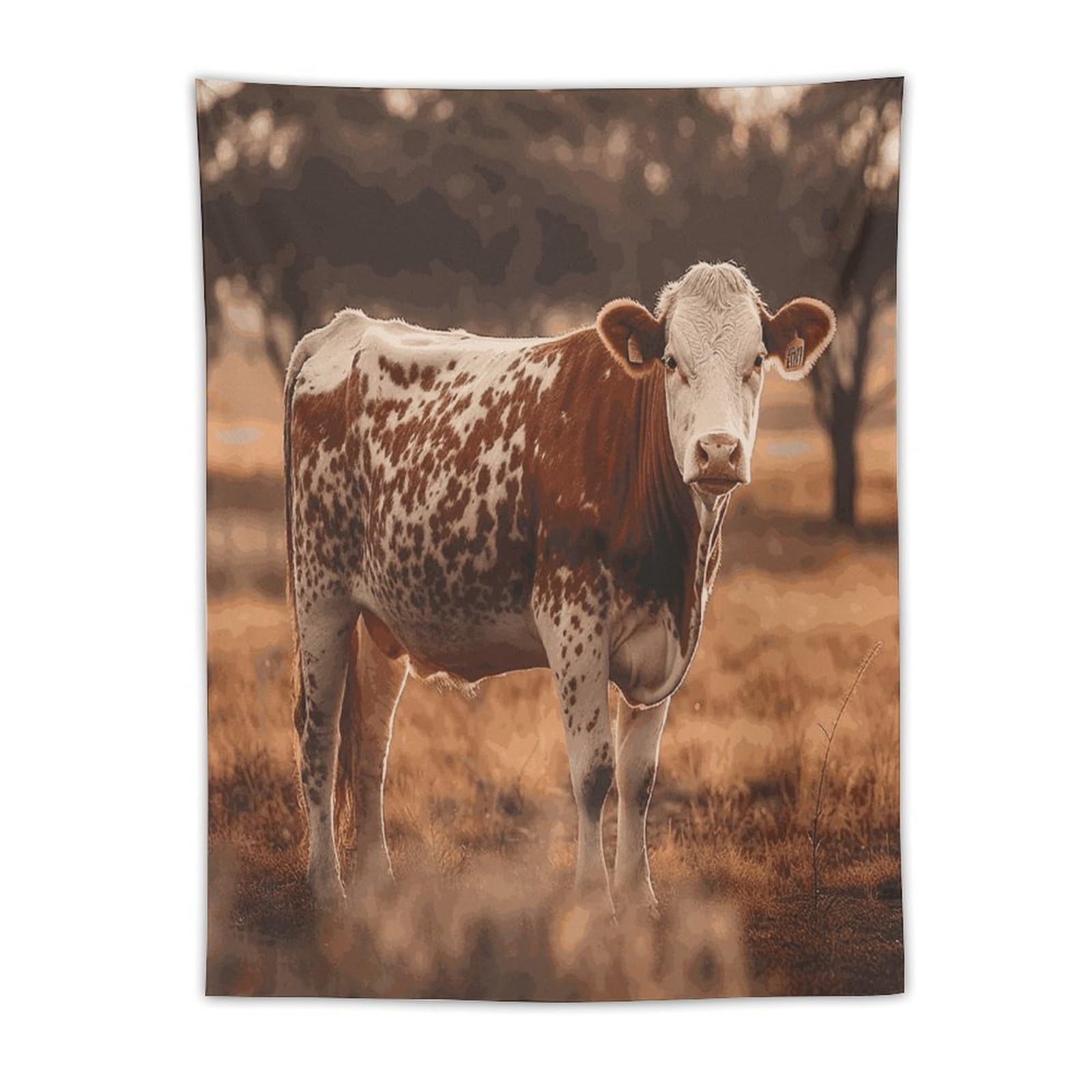 MUSM Cow Standing Tapestry with Installation Kit Personalized Wall Tapestry Aesthetic Tapestries Backdrop Banner Wall Art Hanging Decor for Home Picnic Beach Blanket 30"x40"