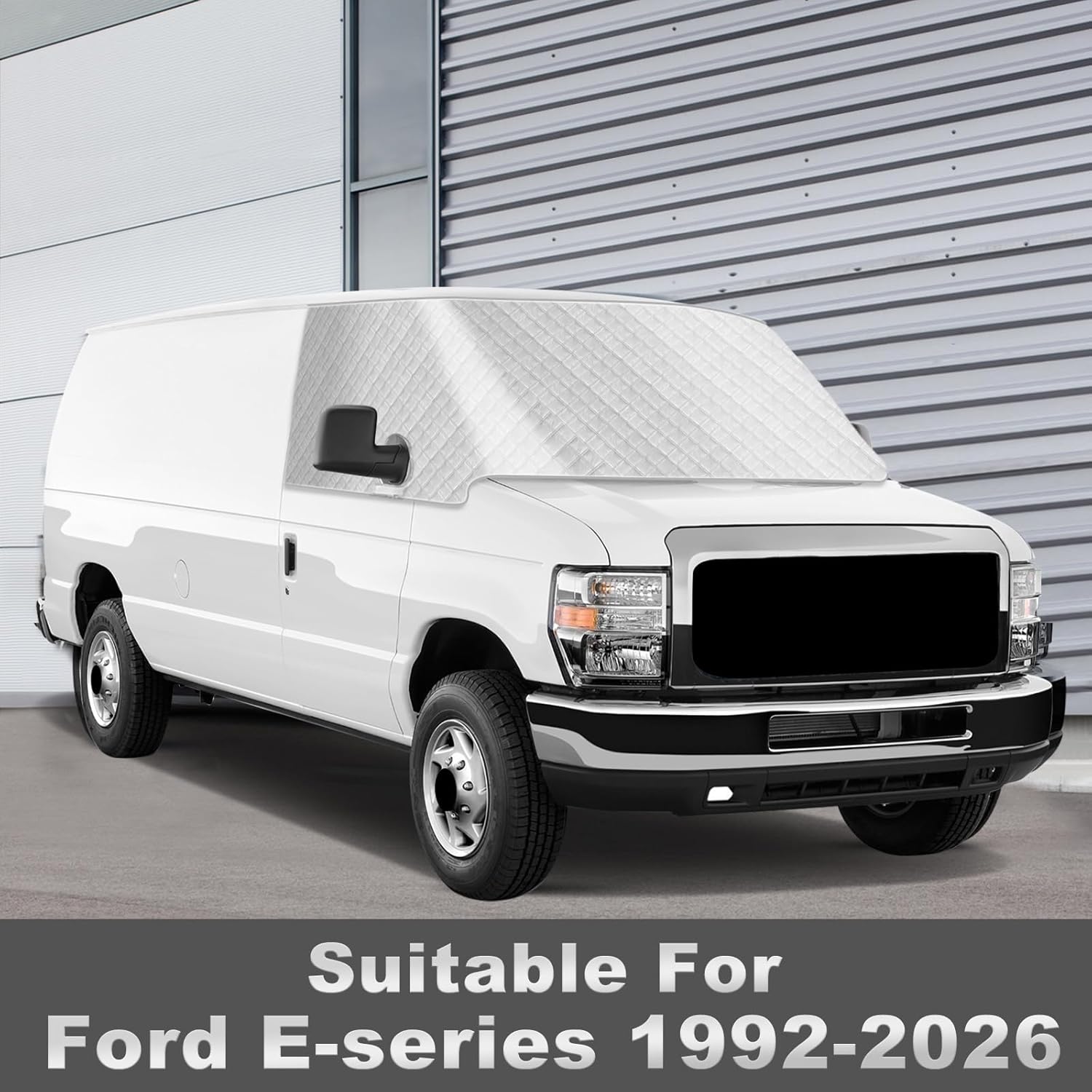 Windshield Sun Shade for 1992-2026 Ford E-Series E-150 E-250 E-350 E-450 Van Motorhome, External 5-Layer Reflective Sunshade for 2019-2026 Ford Econoline E-Series Van & Motorhome