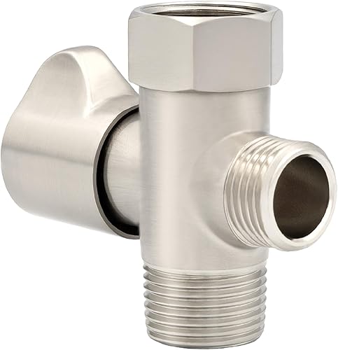 Luxe Bidet Adaptador en T de metal con válvula de cierre, conector en T de 3 vías alado, acabado de níquel, para bidés Luxe Neo