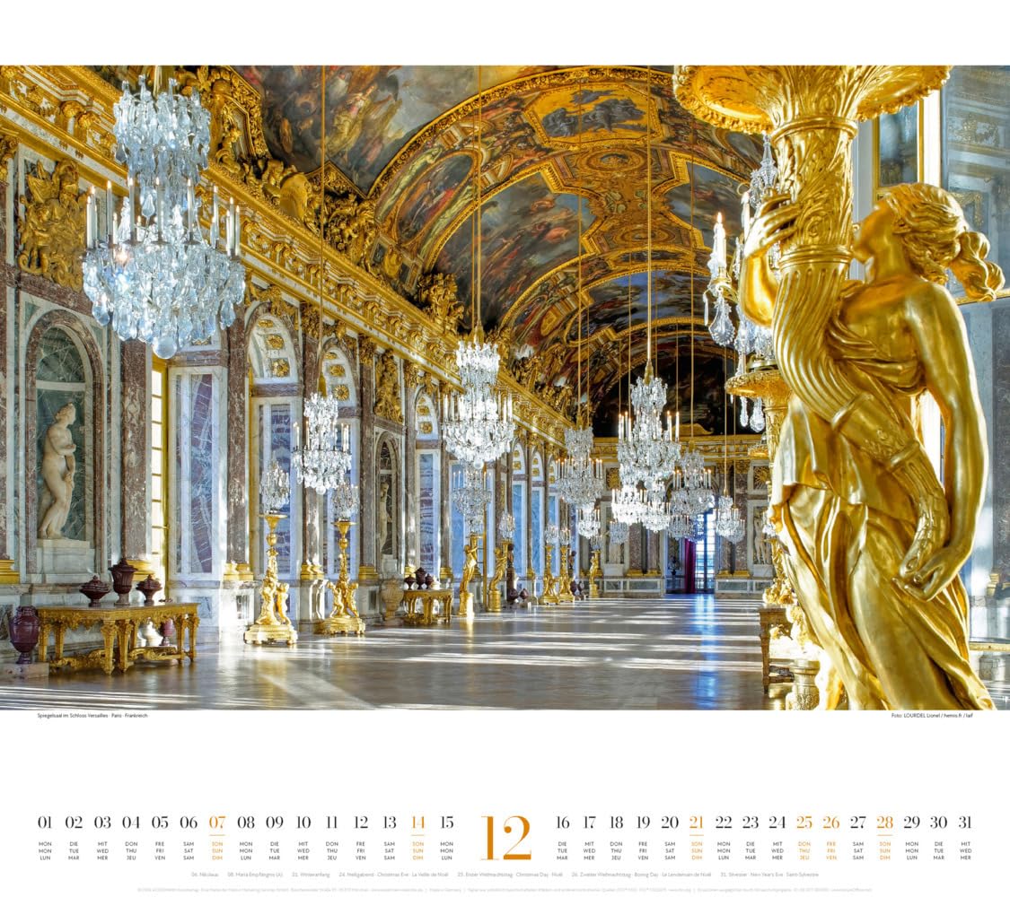 Paläste Kalender 2025, Wandkalender im Querformat (54x48 cm) - Architekturkalender - Schlösser - Adel - Könige und Königinnen