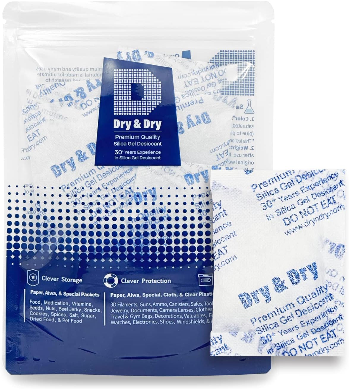 Dry & Dry 20 Gram [5 Packets] Silica Gel Packets Desiccants, Silica Packets - Rechargeable Silica Gel Packs, Silica Gel Packets, Desiccants Packets, Silica Gel