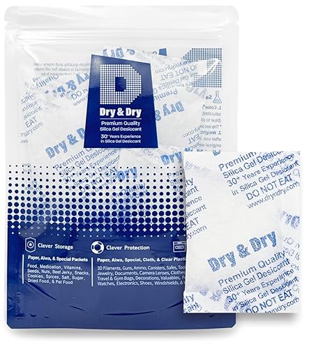 Dry&Dry, 10 paquetes de 20 gramos de gel de sílice desecante puro prémium, deshumidificadores, tela recargable