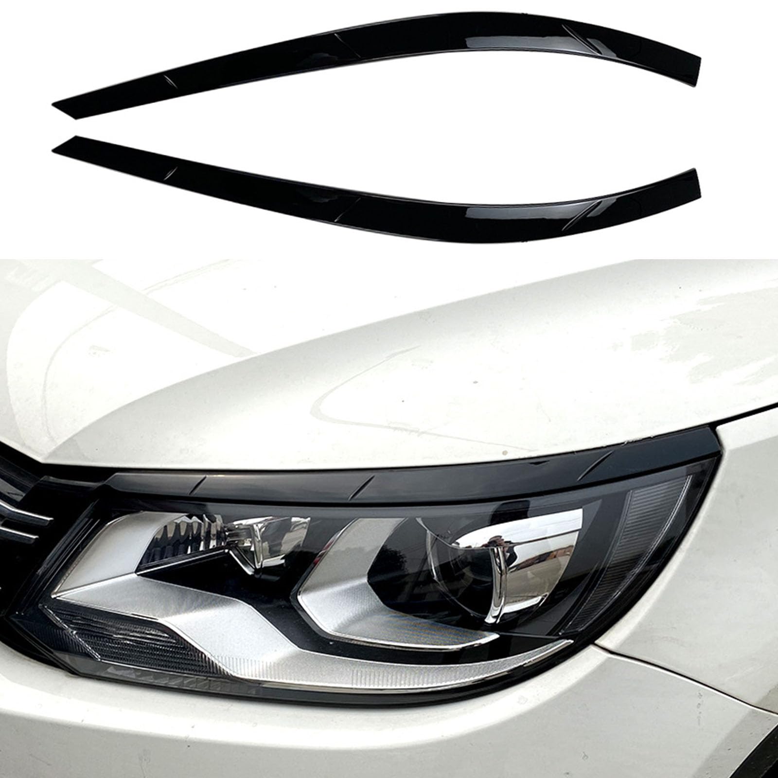 YPFYBHD Compatible with VW Tiguan MK1 2011-2016, 1 Pair Car Headlight Eyebrow Eyelid Lamp Car Evil Eye Car Sticker Exterior Accessories Modification,Black