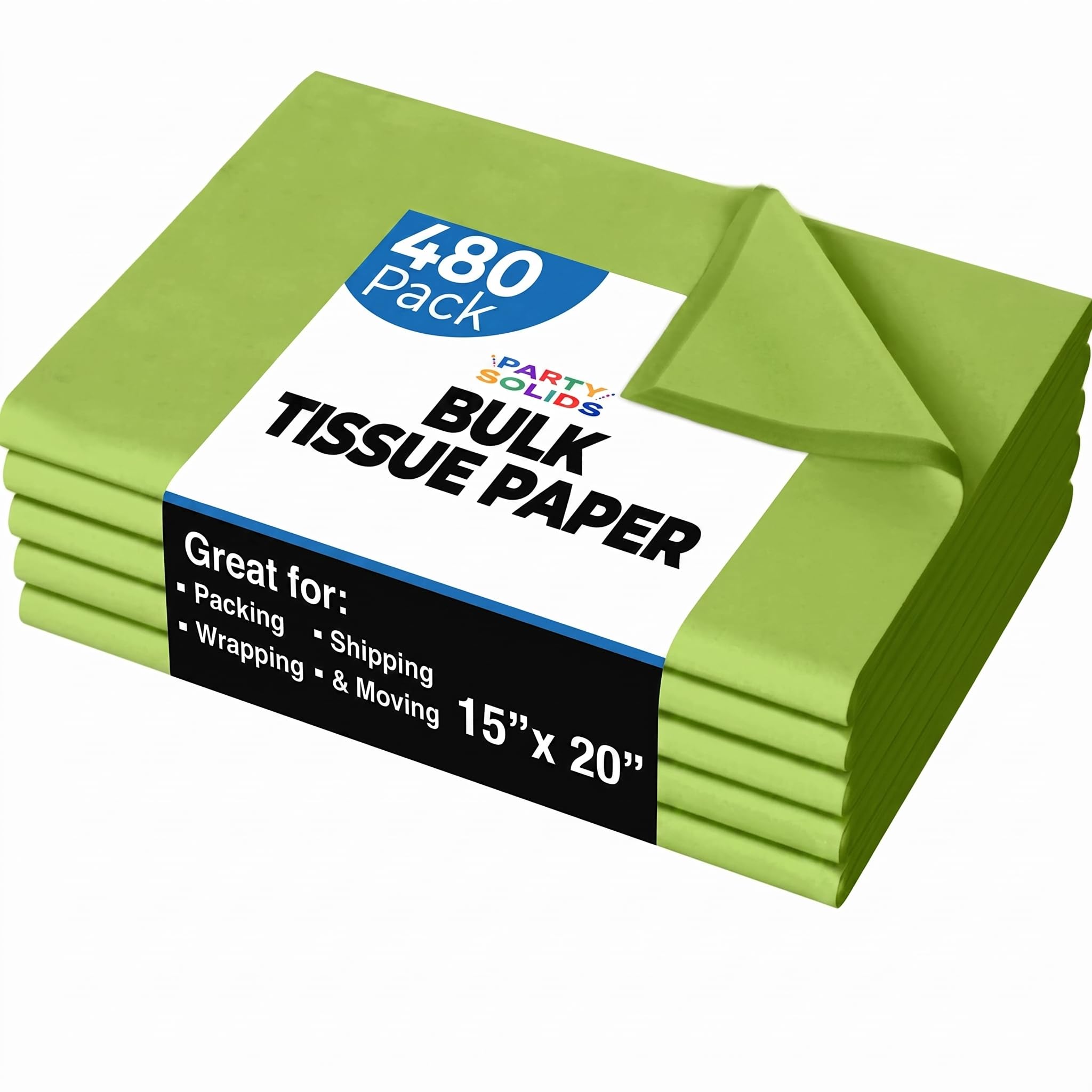 Party Solids Lime Green Tissue Paper for Gift Bags 15" X 20" 480 Sheets