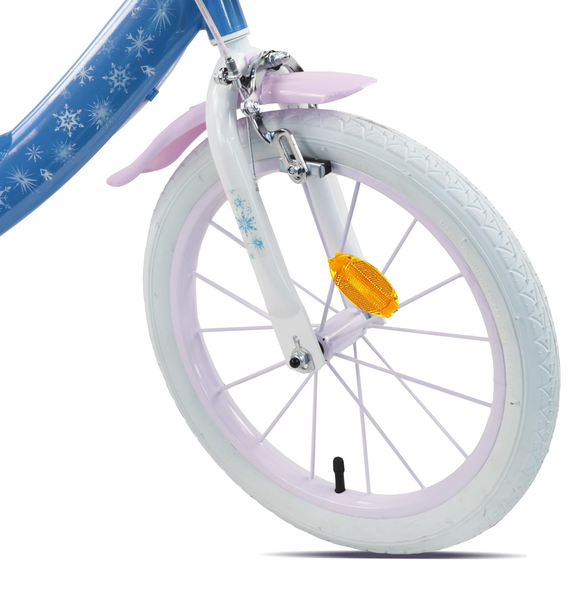 Vélo 16'' Fille Reine des Neiges/Licence Frozen de Disney - 2 Freins Caliper - Pneus Gonflables - Panier Avant - Porte-poupée arrière - Garde-Boue 2 Stabilisateurs + Casque Frozen Inclus !