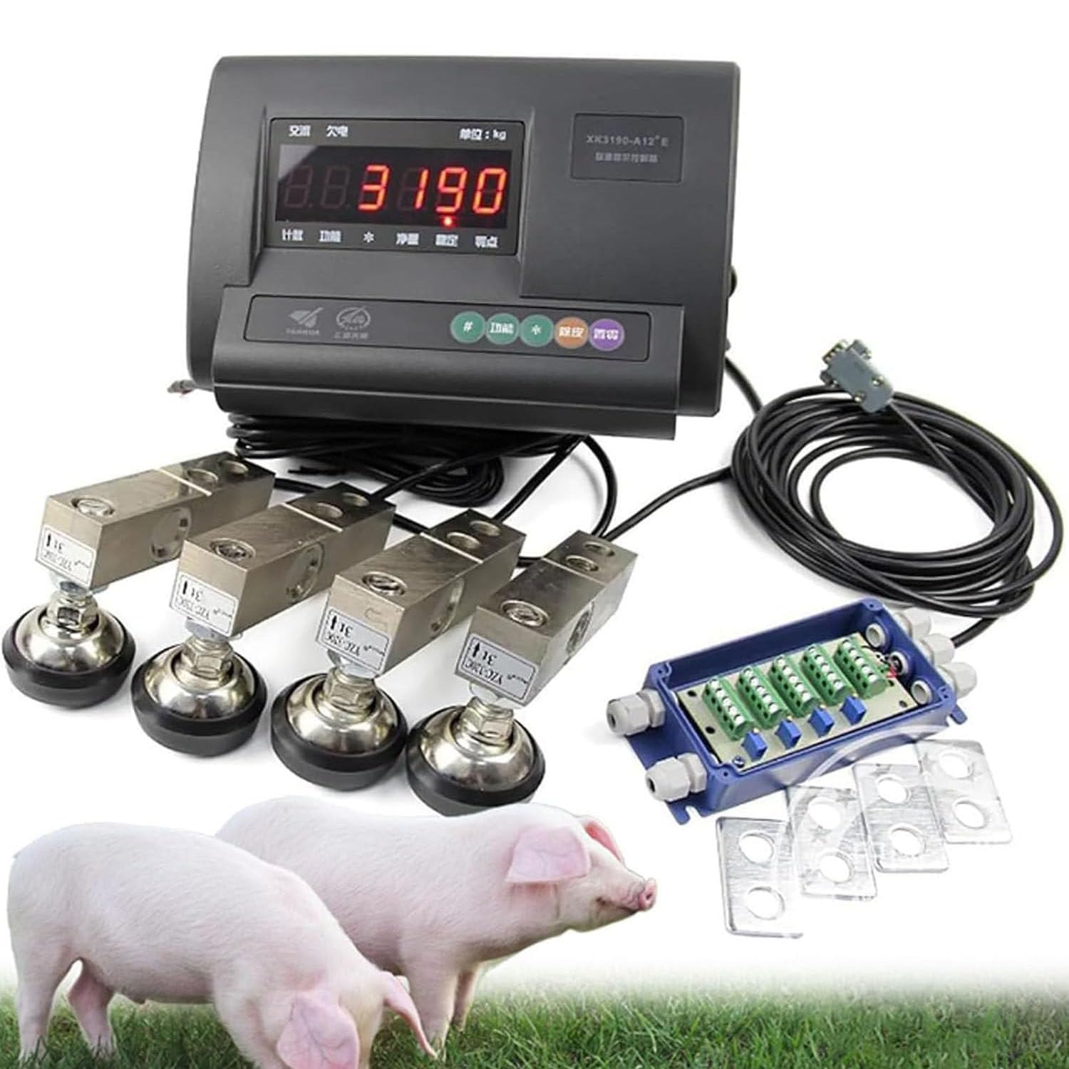 Kit Báscula Ganado Alta Precisión, Kit Báscula Plataforma Con Celda Carga, Indicador Pesaje Carga 1000 Kg, 2000 Kg, 3000 Kg Y 5000 Kg, Báscula Piso Con Medidor Carga Para Ganado, Ovejas,5000KG