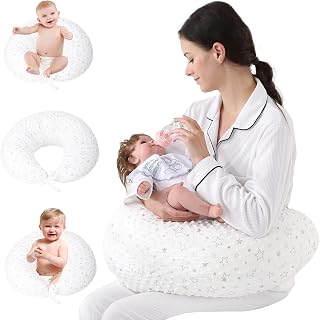 DancesCat Nursing Pillow, Original Plus Size Breastfeeding Pillows, Bottle Feeding,Baby Support, Tummy Time Pillow with Adjustable Waist Ties and Removable Cover- Gifts for Moms