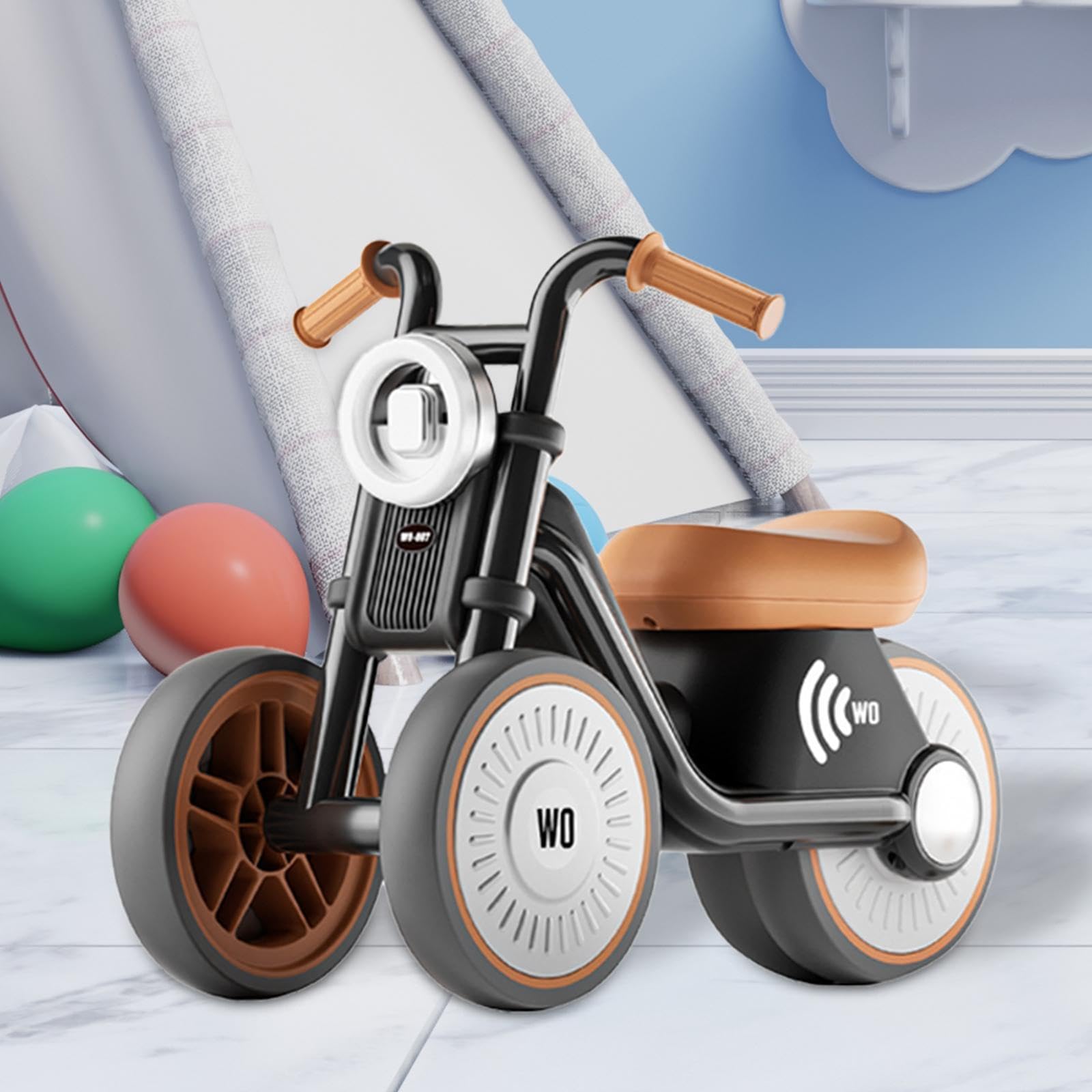 Laufrad Spielzeug für Kinder, Geschenk für Jungen Und Mädchen, Fahrspielzeug, 3 Räder für 1 Jährige Jungen Und Mädchen, Geschenk für Kleinkinder, Schwarz