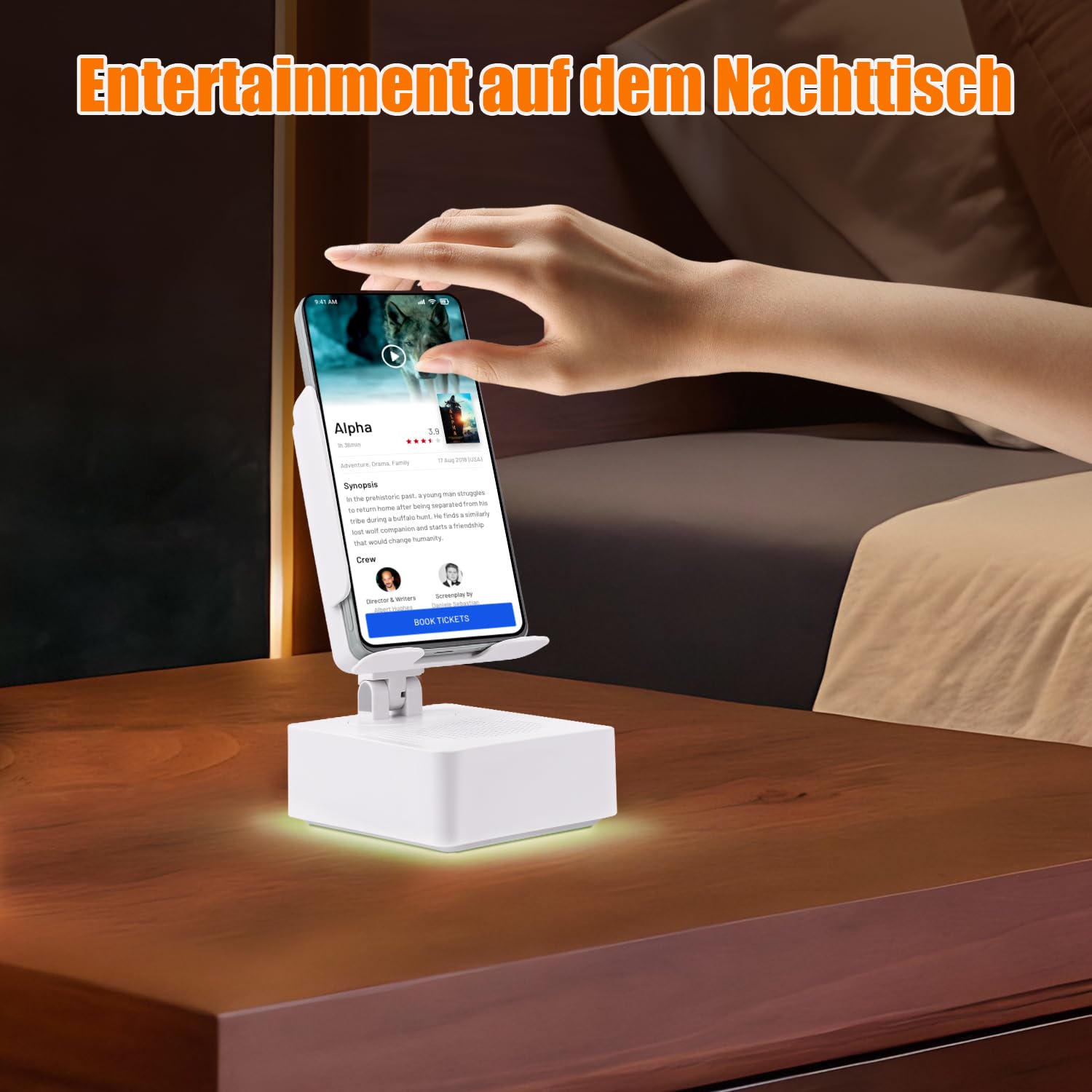 EDUPLINK Altoparlante Bluetooth con supporto per cellulare, induttivo e regolabile a 270°, per smartphone Samsung, altoparlante per cucina, ufficio, anziani, regalo per uomini, nero (bianco)