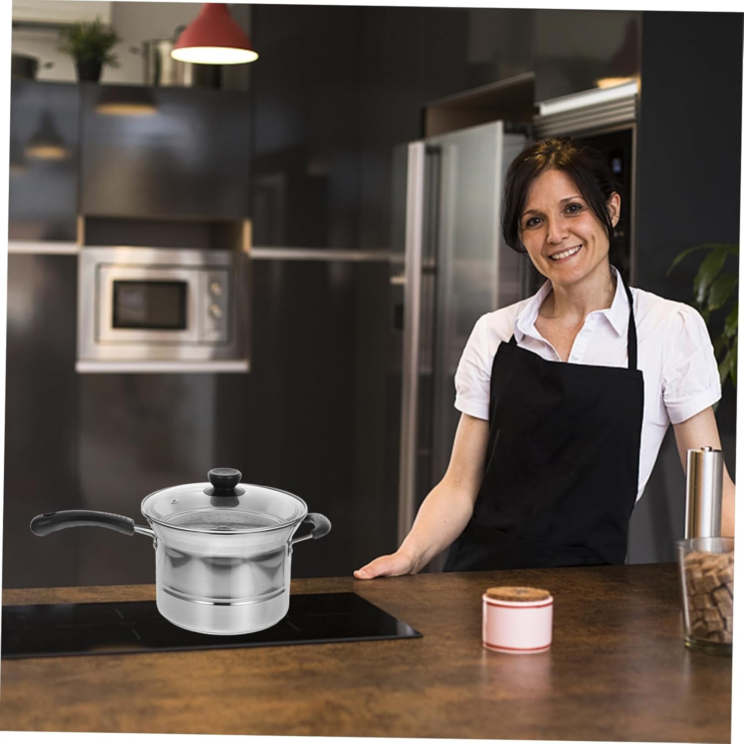 BESPORTBLE Multifunctional Stainless Steel Pot with Lid and Basket Safe Handle Fryer for Chips Soup Steaming and Noodles Kitchen Cookware for Home Cooking