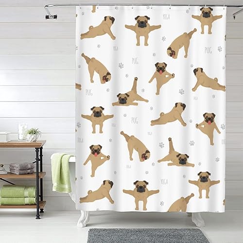 Miniatura 3 de PAILON Yoga Dogs Plastic Shower Curtain Liner 60x72in Extra Long Shower Curtains for Bathroom Clearance Set with Hooks Cortinas De BañO, Waterproof