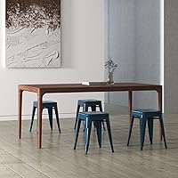 Vista 2 de Brage Living Juego de 4 taburetes industriales de metal de 18 pulgadas, taburetes apilables para aula, sillas de comedor de metal sin respaldo