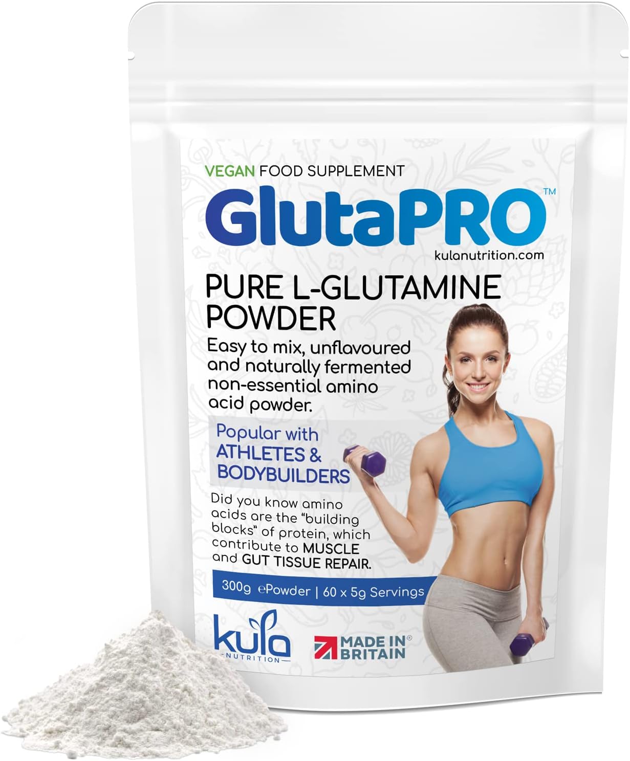 GlutaPRO - Pure L Glutamine Powder - Unflavoured and Naturally Fermented - Non Essential Amino Acid for Muscle Growth - Repair Leaky Gut Tissue and Support Digestive Health - 300g
