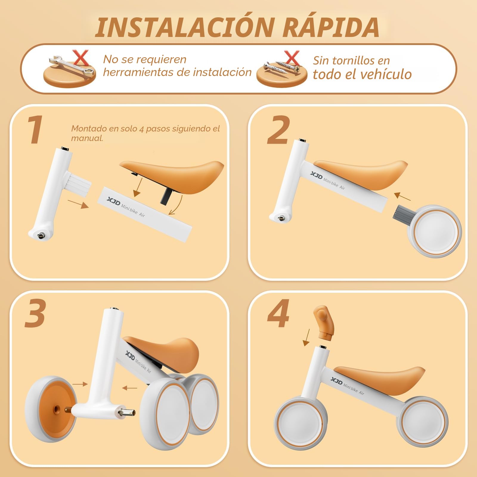 XJD Bicicleta sin Pedales Bici Bebe para Niños de 1 Año Niño Niña 10-36 Meses Bicicleta para niños pequeños Primera Bicicleta Andador para niños o Regalo de cumpleaños