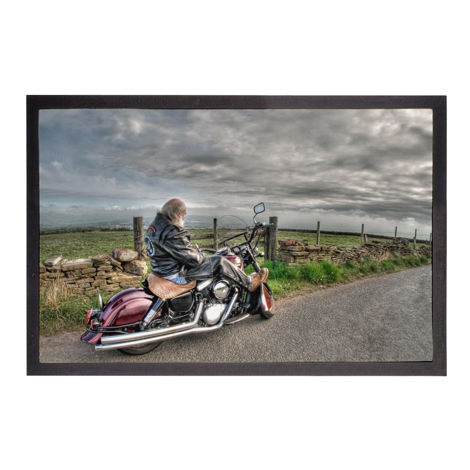 Paillasson Vieux Motard se Repose tapis antidérapant 75x50cm pour retenir la boue