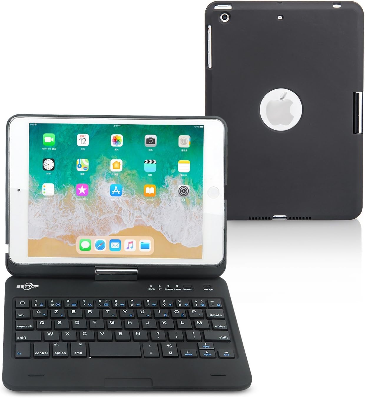 BATTOP iPad Mini Keyboard - Swivel 360 Degree Rotatable Bluetooth Keyboard Case - iPad Mini Bluetooth Keyboard - Compatible ipad Mini 3 / iPad Mini 2 / iPad Mini -Black
