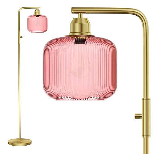 Glass Floor Lamp for Living Room, Modern Standing Lamp with