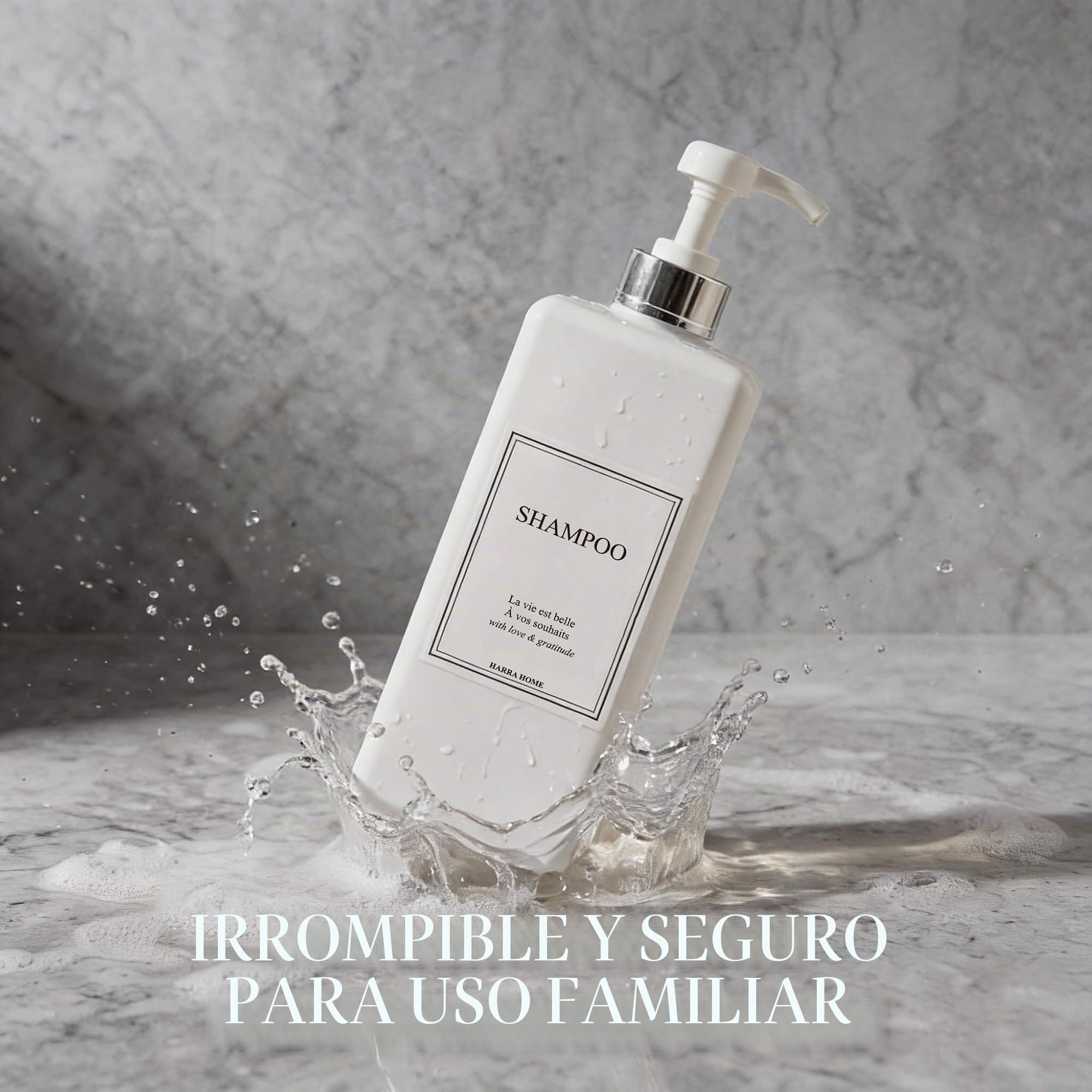 Modern Gold Design - Juego de Botellas con Bomba de 27 onzas, dispensador de champú y acondicionador, Botellas vacías de plástico para Ducha con Bomba para loción de baño, Gel Corporal,